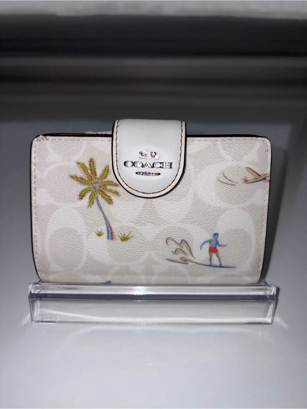Coach Medium Corner Zip Wallet with Hula print